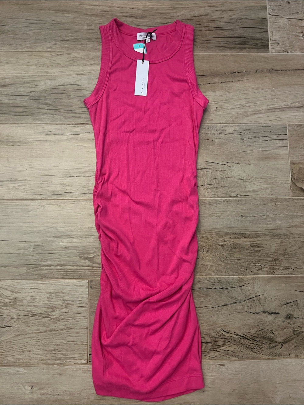 Michael Stars Hot Pink Ribbed Tank Mini Dress